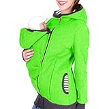 SJASD Allwetter Tragejacke Für Babytragen, Trageparka Für Tragen Auf Dem Rücken Oder Der Brust Winddicht Regendicht Kapuzenjacke,Grün,XXL