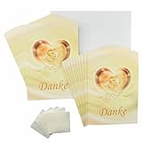 Deko-Schulze Hochzeit Dankeskarten 20 Stück orange - gelb - Gold im Set. Erst Hochzeit feiern und danach Danke Sagen. 20 x Dankekarten, 20 weiße Umschläge und 20 Fotoecken (20 Stück, Dankeskarten)