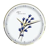 Boblen Kreative batteriebetriebene Non-tickende Schlafzimmeruhr,stumme Quarzuhr for Home Office Decoration,kleine Blaue Kunstwanduhr (Color : Champagne Gold Frame, Größe : 12in)