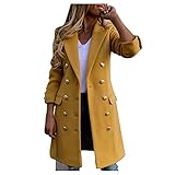 Briskorry Damen Winter Blazer Mantel Wollmantel Lang Warme üBergangsjacke Einfarbig Slim Fit Revers Blazer Jack