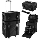 VEVR Beauty Case 2 In 1 Beauty Tasche Oxford-Gewebe SM 805 Professionelle Make Up mit Schubladen 41 x 30 x 44 cm Kosmetikkoffer Pilotenkoffer Beauty Case Reisetrolley Friseurkoffer Kosmetik Trolley