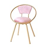 SZHWLKJ Nordic Schmiedeeisen Café Tea Shop Einfach Freizeit Haushalt Drehstuhl,Damen Make-up Hocker,Wohnzimmer zurück Stuhl mit Metallbeine,verwendet überall Sein (Color : Pink)