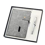 AWYST Hardcover-Tagebuch Faux Leder Notebook Bindung Notebook Handgemachte Journal A5 Aufbewahrungstasche Handmade Mit Stifthalter Kompositionsheft (Color : Grey)