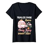 Damen Trailer Park Queen Classy Sassy Ein bisschen Smart Assy T-Shirt mit V