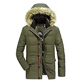 Generic Herren Regular Fit Outdoorjacke mit Kapuze Herren Parka Pufferjacke, Daunenjacke Langarm Hooded Fellkragen Winterjacke Herbst Winter Warme Verdickt Übergangsjacke mit Reiß