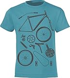 Kinder T-Shirt: Bike Parts - Fahrrad Geschenk-e Jungen & Mädchen - Radfahrer-in Mountain Bike MTB BMX Roller Rad Outdoor Junge Kind - Verkehr Schule Sport Trikot Geburtstag (Blau 152/164)
