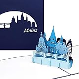 3D Pop Up Karte 'Mainz- Panorama mit Mainzer Dom & Altstadt' - einzigartige Grußkarte aus Rheinland-Pfalz - Städtekarte als Geburtstagskarte, Souvenir, Einladungskarte & Reisegutschein zum City Trip