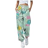 Damen Casual Einfarbig Spleißen Weihnachtsdruckmuster Lose Nähte Hosen Kordelzughose Joggerhose Sport beiläufige Jogginghose Fashion Jogger Hose Sweatp