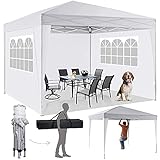 Faltpavillon 3x3m Pavillon Wasserdicht Gartenpavillon UV Schutz 50+ Festzelt mit 4 Seitenteilen Festival Partyzelt Sonnenschutz Pavillon für Camping / Garten / Hochzeit / S