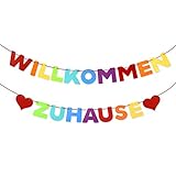Willkommen Zuhause Girlande Banner Deko Welcome Home Girlande Banner auf Deutsch für Familie Partei Dekoration Welcome Home B