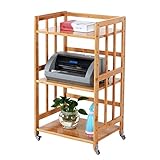 jinyi2016SHOP Druckerständer 3-Schicht-Druckerständer mit beweglichen Rädern Bambus-Aufbewahrungs-Rack for Home Küchenbüroregal Regal für Drucker (Size : L 55cm)