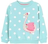 EULLA Kinder Mädchen Sweatshirt Pullover 1-7 Jahre 92-122 2# Grün Flamingo DE 104