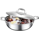 MNSSRN Hot Pot-Kochgeschirr, Heißer TOP Two-in-One-Edelstahl-Zweigitter-Topf, Dual-Aromatisierter Suppentopf mit doppeltem Aromen mit Trennwand, geeignet für den Induktionskochergasherd,34