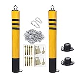 CUI 2 Stücke Bollard Security-pfosten Für Einfahrten Barrieren Und 5 Mt Plastic Kette Barriere Set Parkeinspülen Mit Hängendem Ring Und Reflektierendes Band, Das Bewegliche Basis(Size:800x76mm)