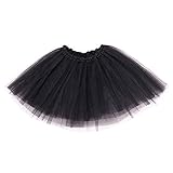 Ruiuzi, Tutu-Rock für Damen, Teenager, klassischer, elastischer, 4-lagiger Tüll-Tutu-Rock für Verkleidungen, Party, Ballett, Tanzen Einheitsgröße Schw