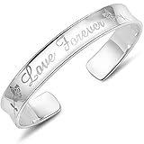 Mode-Dekorationsarmbänder Silber Armreif for Frauen Frauen Silber Überzug Armband Liebe for immer Buchstaben Offene Manschette Armreif Freundschaft Armband Damen Silber Schmuck Geburtstag Geschenk