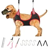 AIROR Haustier-Pflege-Hängematte für kleine Hunde, atmungsaktiv, zum Aufhängen von Nägeln, Hunde-Aufhänger zum Schneiden von Nägeln, mit 7-in-1 Haustier-Zubehör-Set, Maulkorb, Haustierk