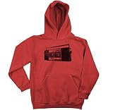 Ma2ca 80er Kult Kassettenrecorder Kinder Kapuzenpullover Hoodie-red-XXL