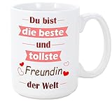 Tasse als Geschenk für Verliebte - Du bist die beste und tollste Freundin der Welt - 350 ml - Schöne und lustige Kaffeetassen mit Sprüchen, zu verschenk