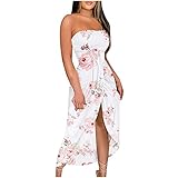 eiuEQIU Damen Kleider Abendkleider Sexy Kleider Schulterfrei Kleider Tube Kleider Lang Partykleider Maxikleider Damen Elegante Kleid Gedruckter Freizeitkleid Tunika Kleider mit S