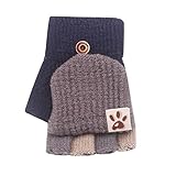 Geilisungren Unisex Kinder Weiche Strickhandschuhe Kinder Baby Winter Warm Niedlich Mehrfarbige Handschuhe Halbe Fingerlose Handschuhe Fäustlinge für 2-8 J