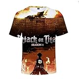 T-Shirts Anime Cosplay Attack On Titan Dünn Atmungsaktiv Bedruckte T-Shirts Herren Kurzarm Unisex Kleidung Hellblau XL