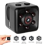 HD 1080P Mini Kamera mit Bewegungserkennung und Infrarot Nachtsicht versteckte Kamera,integrierter Akku – Loop Aufnahmefunktion - microSD-Kartenslot – Überwachungskamera - Spycamera (Schwarz)