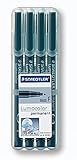 STAEDTLER Lumocolor 318-9WP4HZ Folienstift, permanent, 4 Stück in aufstellbarer STAEDTLER-Box, schw