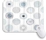 Gaming Mouse Pad rutschfeste Gummibasis, Aquarell Kreise Abstraktion Vintage grau schreiben Zusammenfassung, für Computer Laptop Office Desk