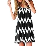 Kleid für Damen Groß Größe Partykleider Frauen Minikleid Slim Fit Sommer Strandkleid Sexy Ärmellos Swing Abendkleider Btruely (XL, Schwarz)