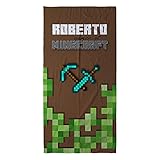 LolaPix Minecraft Strandtuch. Strandtuch mit Namen. Personalisiertes Strand Badetuch. Personalisierte Handtuch. Personalisierte Geschenke. Verschiedene Designs und Größen. M