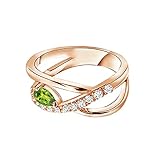 Multi Wählen Sie Ihren Edelstein 0,70 Ctw Criss Cross Birnenförmig 925er Sterling Silber rosengoldbeschichtet Ring (Peridot, 17)