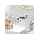 Badezimmer Wasserhahn Messing Waschbecken Wasserhahn Einhebel Wasserfall Waschbecken Mischbatterie Heißes und Kaltes Wasser WC Wasserhahn Einloch Bad Waschbecken Wasserhahn Deckhalterung,Weiß