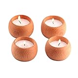 Teelichthalter aus Holz – Votivkerzenhalter aus Holz – 4er-Set – Naturholz-Kerzenhalter für Tisch, Boho-Dekoration, tropische Dekoration, Hochzeitsdekorationen, rustikales Thema, gut als Geschenk