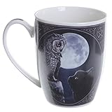 Tassen und Tassen Tasse Tasse Frühstück aus Keramik Design Katze schwarz und Eule in M