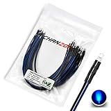 [UL-Kabel] Chanzon 20 Stück vorverdrahtete 3mm blaue blinkende LED-Diodenlichter (klare runde transparente Linse DC 12V) mit 560 Ohm 1/4W Widerstand und 24awg Drahtanzeige Leuchtdioden Glühb