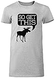 Thinking Elk So Get This Damen T-Shirt Kleid Lang Grau Rundhals Leichtes Lässiges Kurzarm Women's Grey Crew Neck Casual Short S
