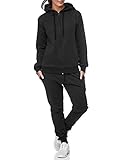 Uni Colour Damen Jogging Anzug Jacke Sport Hose Fitness Hoodie Hose Einfarbig (M, Schwarz)