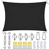 YGWQ Sonnensegel, Sonnenschutz Rechteck UV-Schutz Reißfestigkeit Wasserabweisend für Garten, Terrasse, Camping, Aussen, Outdoor- Black|| 2x2m(6.5x6.5ft)
