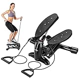 Stepper, 2 in 1 Mini Stepper für Zuhause, Up-Down-Stepper mit Widerstandsbändern, Großen Pedalen, LCD Display, Stepper Maschine für Anfänger Fortgeschrittene den Ganzen Körper Training