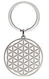 cooltime Edelstahl Anhänger Schlüsselanhänger Blume des Lebens Mandala Kreis Rund Charm Schlüsselanhänger, Stil 1 (Silber) - 20191107