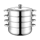 wantanshopping Dampfgarer Vierschicht-Dampfer-Haushalts-Multifunktions-Edelstahl-Dampfer-Pot-Bestandsvorlage Tolle Ergänzung zu jeder Küche Dampfgarerp