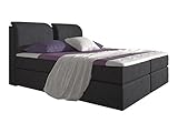 Stilea Boxspringbett 180x200 mit Topper, Bonell-Federkern Boxen, 7-Zonen Taschenfederkern Matratzen H3 fest, Webstoff Anthrazit, Bett Liegefläche 180 x 200