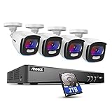 ANNKE NAK500 Acme 24/7 Farbansicht 5MP Super HD kabelgebundene Überwachungskamera System, 4K 8CH DVR mit 4 Pcs CCTV Kmaeras mit 0.0005 Lux unterstützt Echtfarben-Nachtsicht - ANNKE NightC