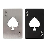 Tomedeks 2PCS Flaschenöffner, kreativer Flaschenöffner aus Edelstahl für Spielkarten, personalisierter lustiger Bierflaschenöffner, Größe passt in Ihre Brieftasche (Schwarz & Silber)