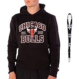 New Era Hoodie Pullover Kapuzenpullover - Football NFL Basketball NBA Baseball MLB Team - Limited Schlüsselband - Fanartikel Sportartikel (Chicago Bulls Black, S)