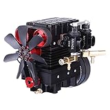 BOBX Benzinmotor Modellbau, TOYAN FS-L200 7cc 2-Zylinder 4-Takt Luftgekühlt Verbrenner Motor Modell Elektrisch Gestartet Verbrennungsmotor Motor Modell für RC Auto/Boot/