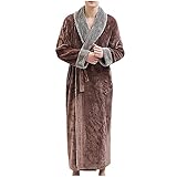 Bademantel Damen Kuschelfleece Morgenmantel mit Kapuze und Taschen Plüsch Warme Hausmantel Lang Weich Saunamantel für Spa und Urlaub Soft Robe fur M