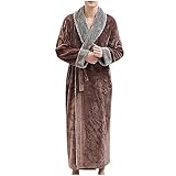 Deloito Bademäntel Herren Damen Elegante Flanell Saunamantel Winter Langarm Fleece Loungewear Lockere Faultier Pyjamas Lässig Morgenmantel Flauschige Nachthemd Bequem Kimono Pyjamas mit Gü