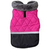 JoyDaog Fleecehalsband Wende Hundemäntel für kleine Hunde wasserdichte warme Welpenjacke für kalten Winter, Rosa XS